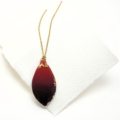 Gold Kette mit schwarz-rotem Anhänger mit echtem Gold
